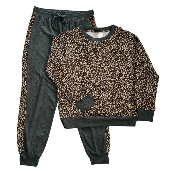 Splendid Women's Size XXL Lively Leopard 2-Piece Gray Brown Pajama Set N… - Picture 2 of 4